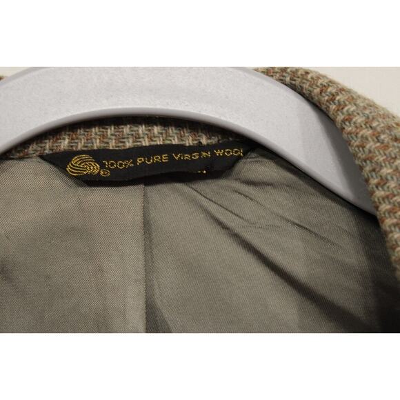 Sterling Hunt Blazer Men 42 100% Pure Virgin Wool Houndstooth Tweed Tan VTG - Picture 14 of 14